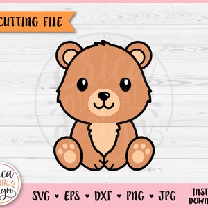 Cute Bear Layered SVG cut file for Cricut Silhouette Baby Bear Clipart PNG Forest Woodland Animal Toddler Shirt Baby Shower Bodysuit Vinyl