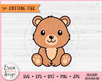 Cute Bear Layered SVG cut file for Cricut Silhouette Baby Bear Clipart PNG Forest Woodland Animal Toddler Shirt Baby Shower Bodysuit Vinyl