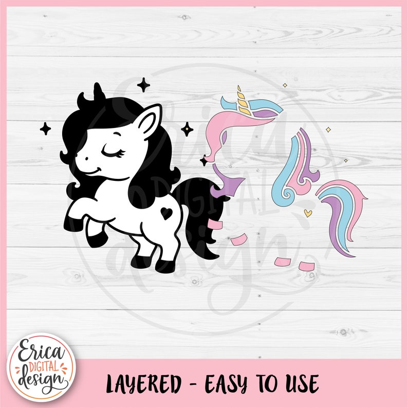 Unicorn Layered SVG Cute Baby Unicorn Cut File Cricut Silhouette Kawaii ...