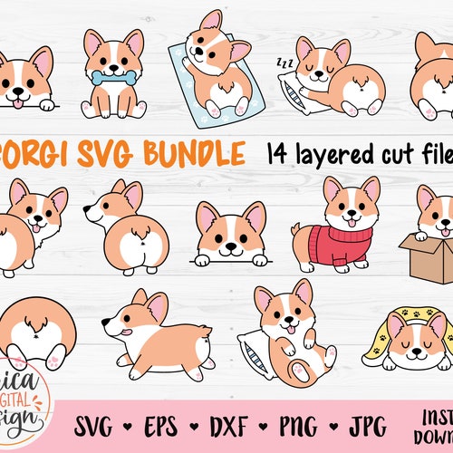 Pembroke Welsh Corgi Dog Silhouette Outline SVG Cut File and - Etsy