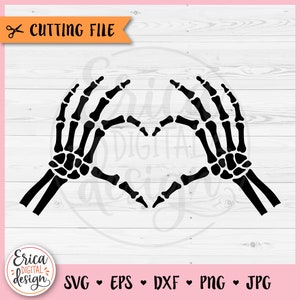 Esqueleto Mãos Coração SVG Esqueleto Amor arquivo de corte para Cricut Silhouette Kids Halloween Shirt Fall Valentine Skeleton Clipart PNG Ferro em vinil