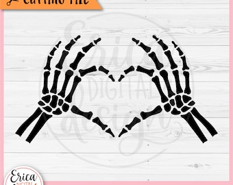 Skeleton Hands Heart SVG Skeleton Love cut file for Cricut Silhouette Kids Halloween Shirt Fall Valentine Skeleton Clipart PNG Iron on Vinyl