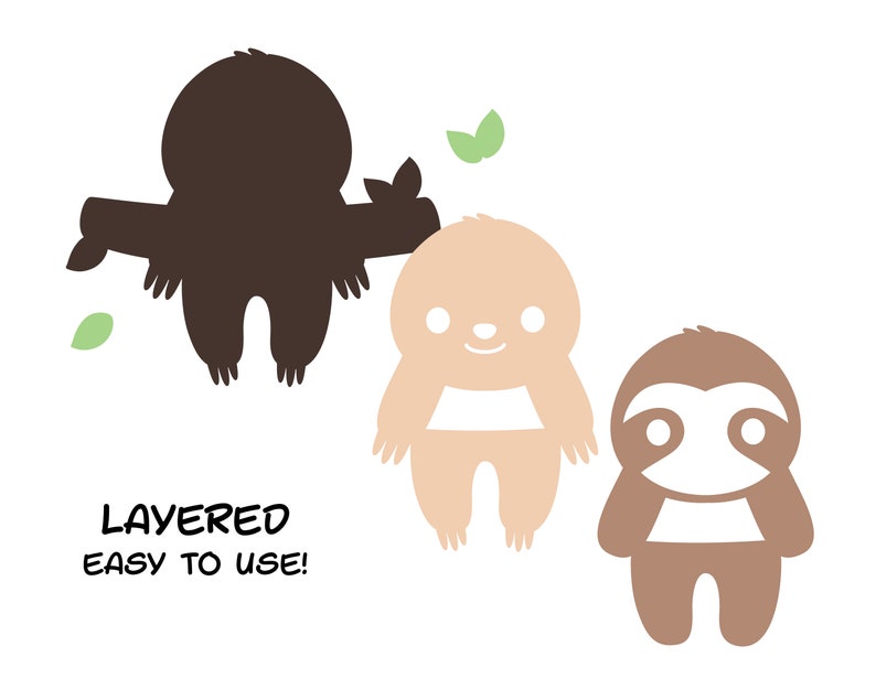 Download Baby sloth layered SVG Cute hanging sloth cut file ...