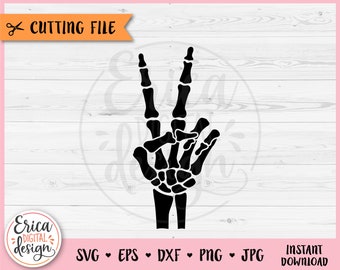 Skeleton Peace Sign SVG cut file for Cricut Silhouette Skeleton Peace Hand Kids Halloween Shirt Spooky Halloween Clipart PNG Iron on Vinyl