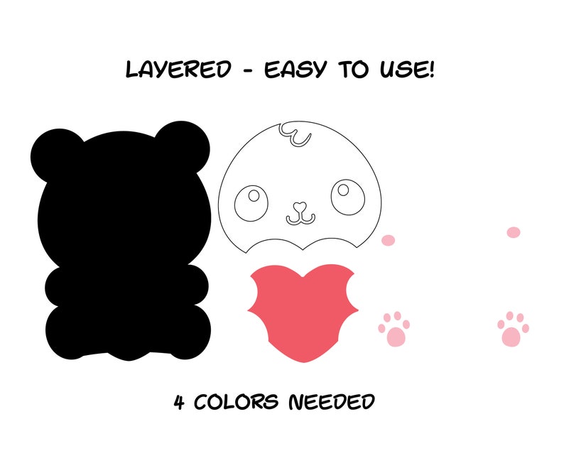 Cute Baby Panda Heart Layered Svg Kawaii Panda Cut File Valentine Panda Cutting Svg Love Cuttable Vector Eps Dxf Silhouette Cricut Vinyl Clip Art Art Collectibles Kromasol Com