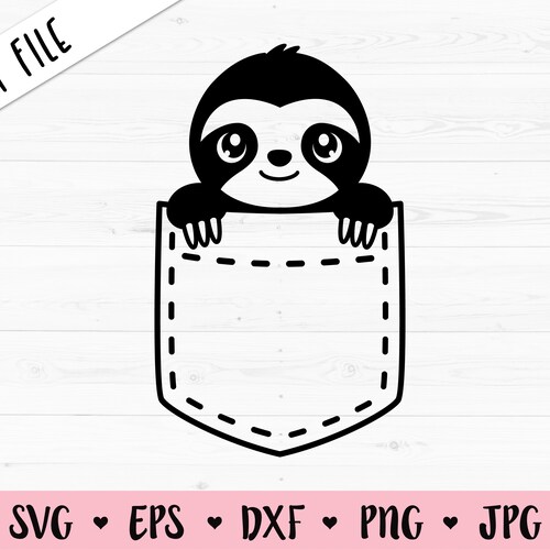 Cute Baby Sloth Outline SVG Kawaii Sloth Face Cut File Etsy