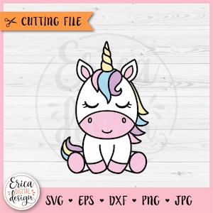 Licorne en couches SVG mignon bébé licorne coupe fichier Cricut Silhouette Kawaii licorne fille chemise Baby Shower Clipart fer sur vinyle gravure laser