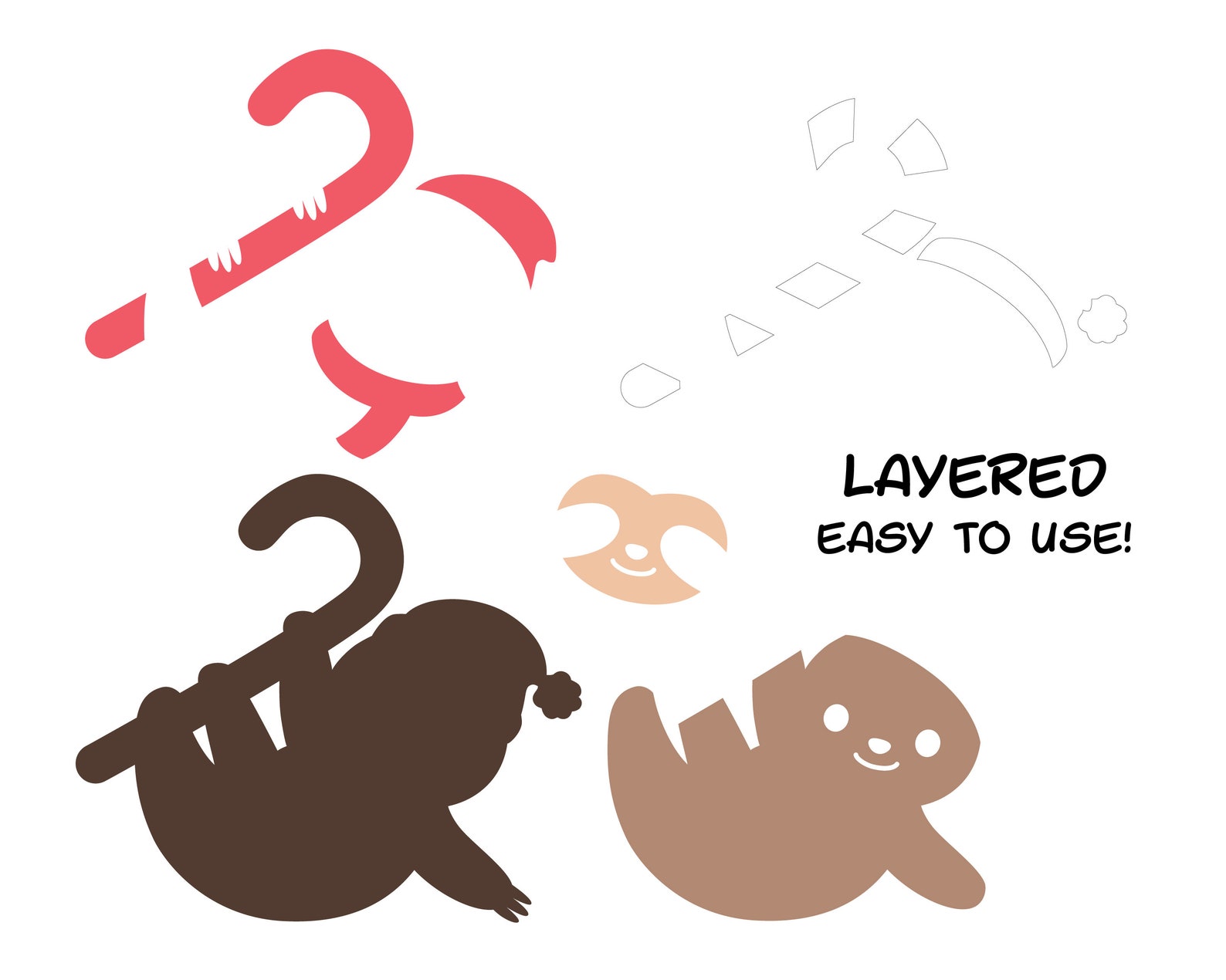 Download Christmas sloth SVG Hanging sloth cut file Funny sloth ...