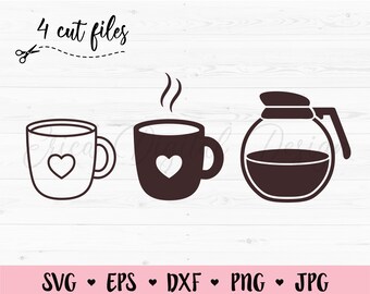 Koffie SVG Bundel Koffiemok gesneden bestand Koffiekop Koffie om te gaan Koffieliefhebber Eerste koffie Moeder brandstof Silhouette Cricut Vinyl Sticker Grappig Shirt