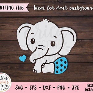 Arquivo de corte SVG de elefante bebê clipart de elefante fofo chá de bebê menino menina camisa body doce animal criança silhueta cricut decalque de vinil