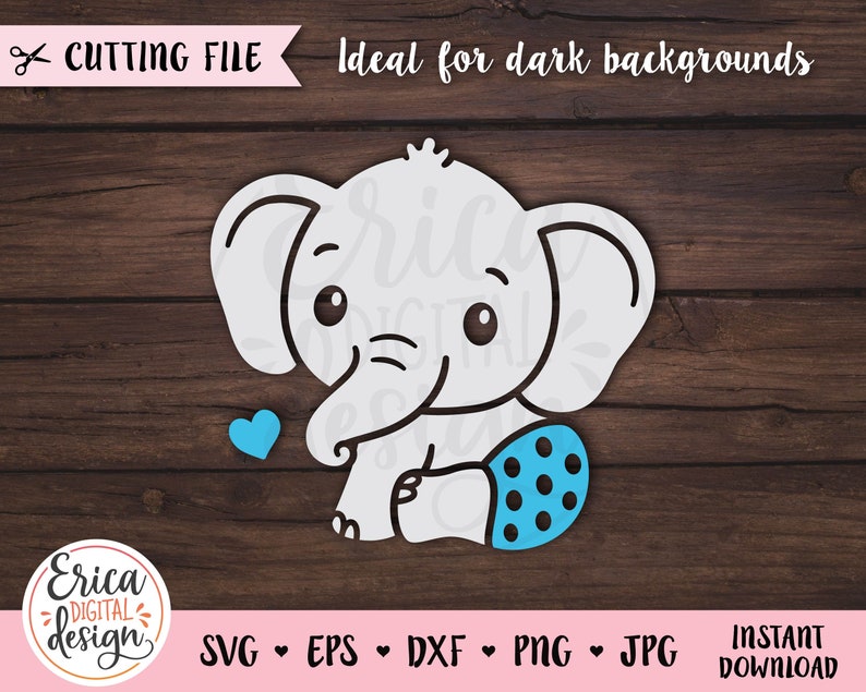 Download Clip Art Baby Elephant Cut File Cute Elephant Clipart Baby Shower Boy Girl Shirt Onesie Bodysuit Sweet Animal Kid Toddler Silhouette Cricut Vinyl Art Collectibles