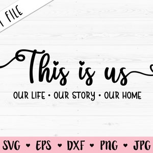 これは私たちです SVG 私たちの物語 カットファイル 家族 SVG 結婚式の引用 記念日のサイン 家の装飾 愛のシルエット クリカット ビニール デカール ステンシル 木製サイン