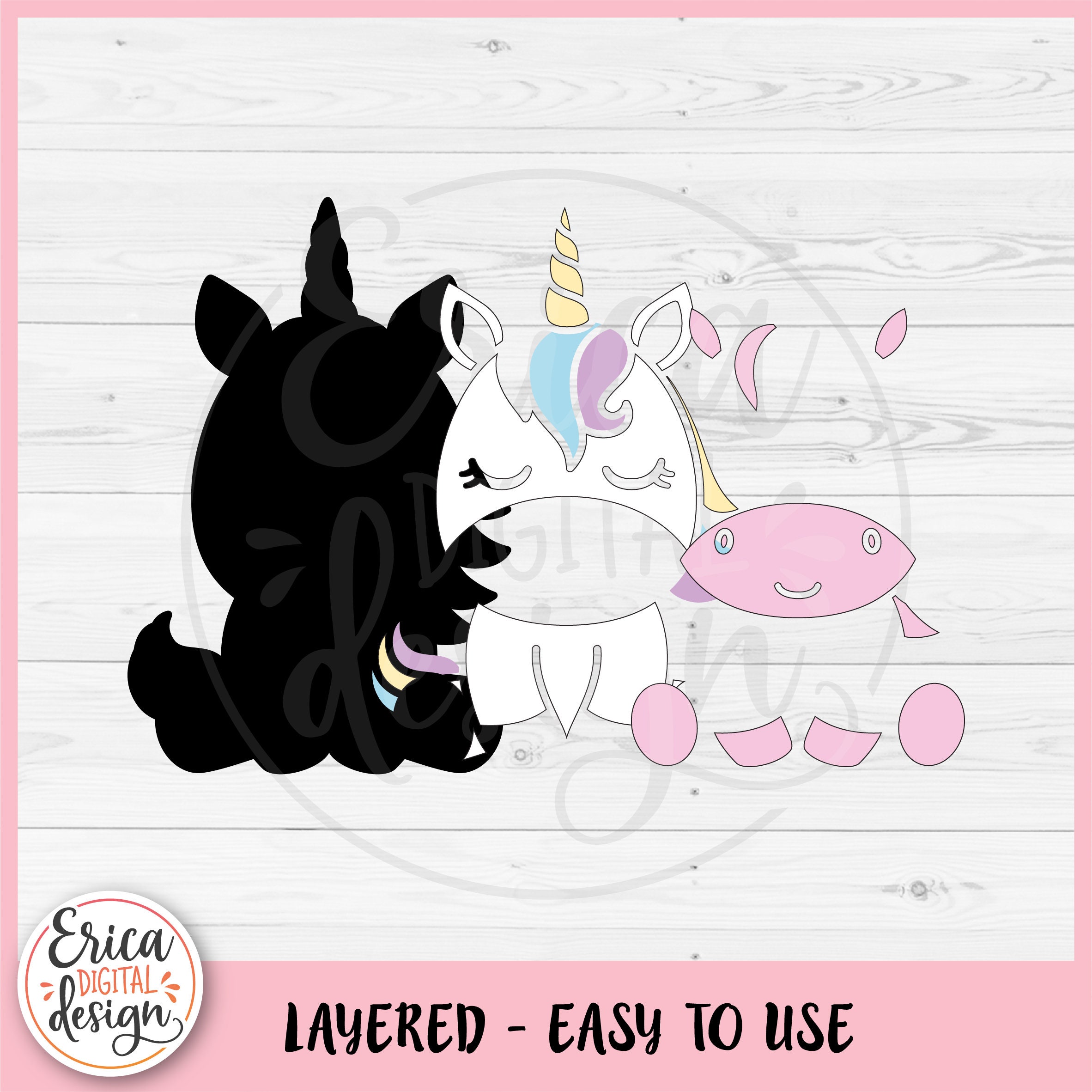 Unicorn Layered SVG Cute Baby Unicorn Cut File Cricut Silhouette Kawaii ...