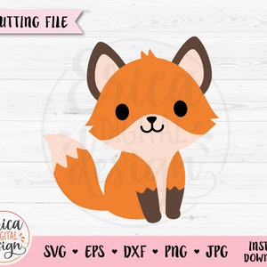 Baby fox SVG Cute sitting fox cut file Baby Shower Boy Girl Kid Shirt Toddler Bodysuit Nursery Woodland Animal Silhouette Cricut Vinyl Iron