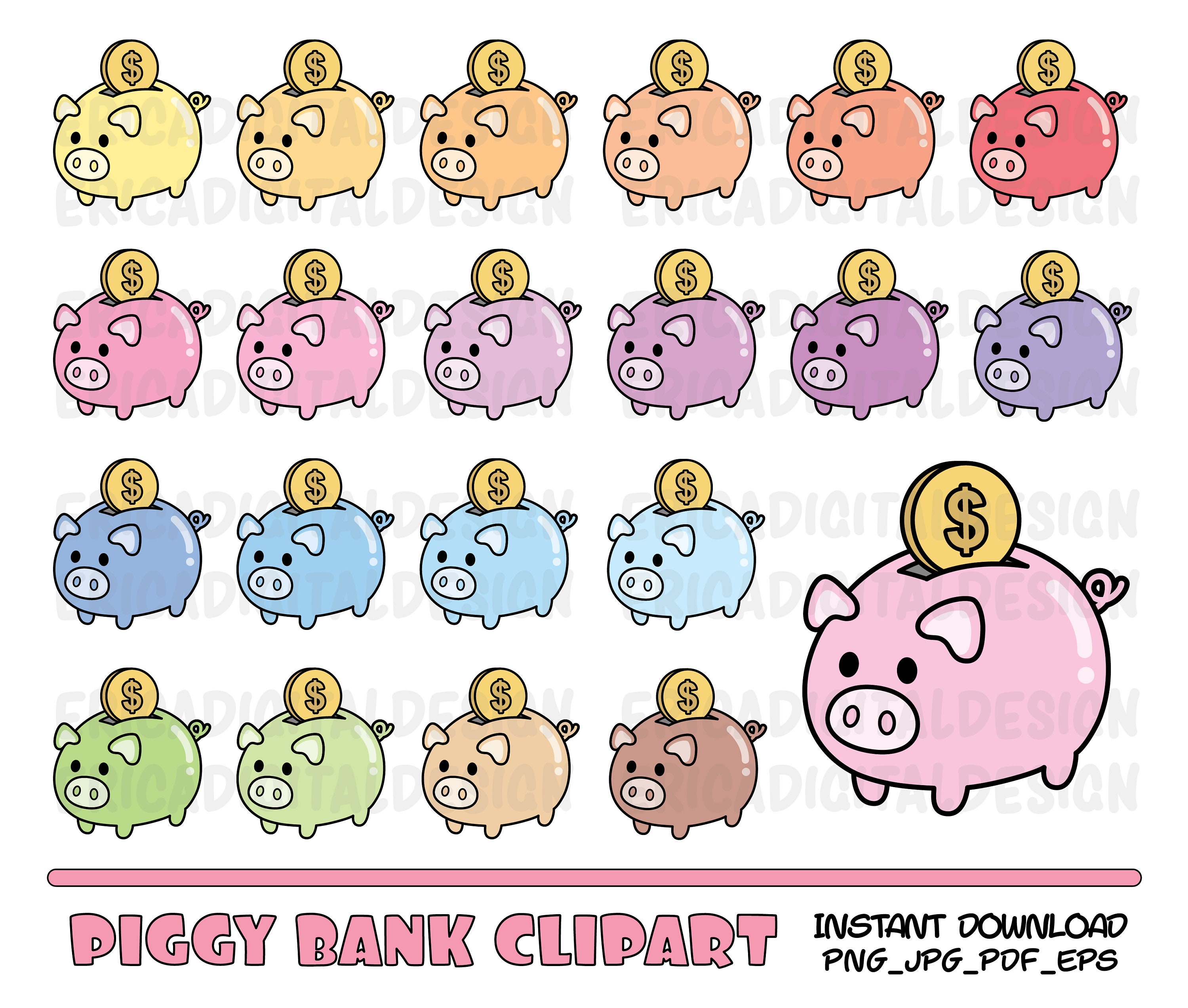 Cartoon Piggy Bank - Etsy Cartoon Piggy Bank - Etsy