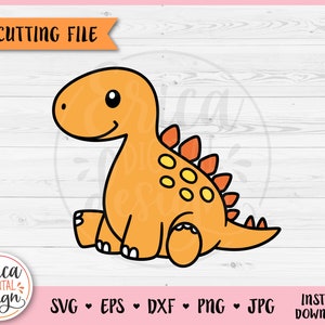 Baby Dinosaur Layered SVG cut file for Cricut Silhouette Cute Stegosaurus Dino Clipart PNG Jurassic Animal Toddler Boy Shirt Bodysuit Vinyl