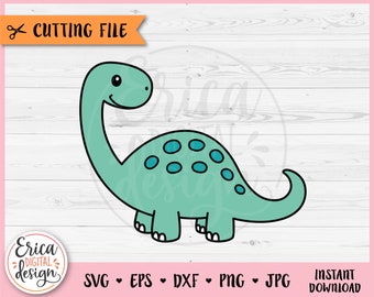 Cute Dinosaur Layered SVG cut file for Cricut Silhouette Baby Brontosaurus Clipart Dino PNG Jurassic Animal Toddler Boy Shirt Bodysuit Vinyl