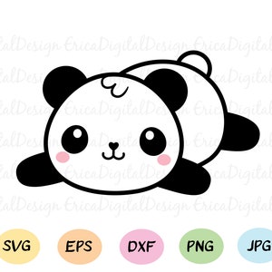 Schattige baby panda gelaagd SVG Kawaii panda liggen gesneden bestand Grappige Cartoon snijden Cuttable vector EPS DXF Silhouet Cameo Cricut Vinyl