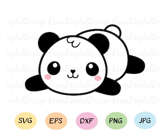 Cute baby panda layered SVG Kawaii panda lying down cut file Funny Cartoon cutting Cuttable vector EPS DXF Silhouette Cameo Cricut Vinyl