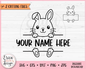 Bunny Name Frame SVG cut file Cricut Silhouette Split Monogram Student Name Tag School Classroom Label Woodland Baby Animal Iron on Vinyl