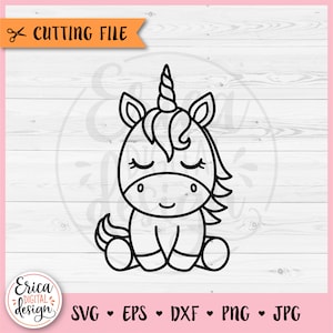 Unicorno SVG Cute Baby Unicorn file di taglio Cricut Silhouette Unicorn Girl Magical Kawaii Baby Shower Unicorn Shirt Ferro su incisione laser in vinile