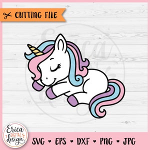 Einhorn geschichtet SVG Süßes Baby Einhorn Schnittdatei Cricut Silhouette Kawaii Einhorn Mädchen Shirt Babyparty Clipart Eisen auf Vinyl Lasergravur