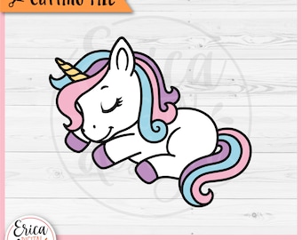 Einhorn geschichtet SVG Süßes Baby Einhorn Schnittdatei Cricut Silhouette Kawaii Einhorn Mädchen Shirt Babyparty Clipart Eisen auf Vinyl Lasergravur