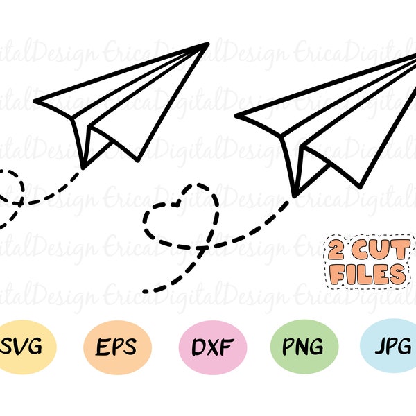 Paper airplane SVG cutting file Heart Path cut file Plane Route Travel love Wanderlust Silhouette Cricut Vinyl decal Stencil Wood engraving