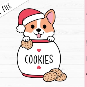 Christmas Corgi SVG Corgi in Cookie jar cut file Funny Corgi dog Cute puppy Kid Boy Girl Holiday shirt bodysuit Silhouette Cricut Vinyl Iron