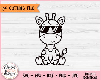 Cute Giraffe SVG Baby Giraffe Outline Cricut Silhouette Cut File Cute ...