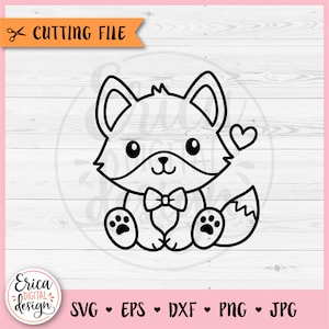 Contour de renard SVG renard bébé pour Cricut Silhouette renard mignon forêt animale forêt nouveau bébé garçon chemise bambin chambre de bébé fer sur vinyle