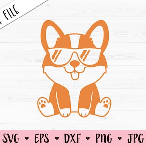 Baby Corgi SVG Corgi sunglasses cut file Funny Cool corgi dog Pembroke Welsh Silhouette Cricut Kids Shirt Face Mask Vinyl Car Decal Sticker