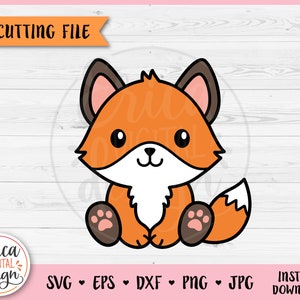 Cute Fox Layered SVG cut file for Cricut Silhouette Baby Fox Clipart PNG Forest Woodland Animal Toddler Shirt Baby Shower Bodysuit Vinyl