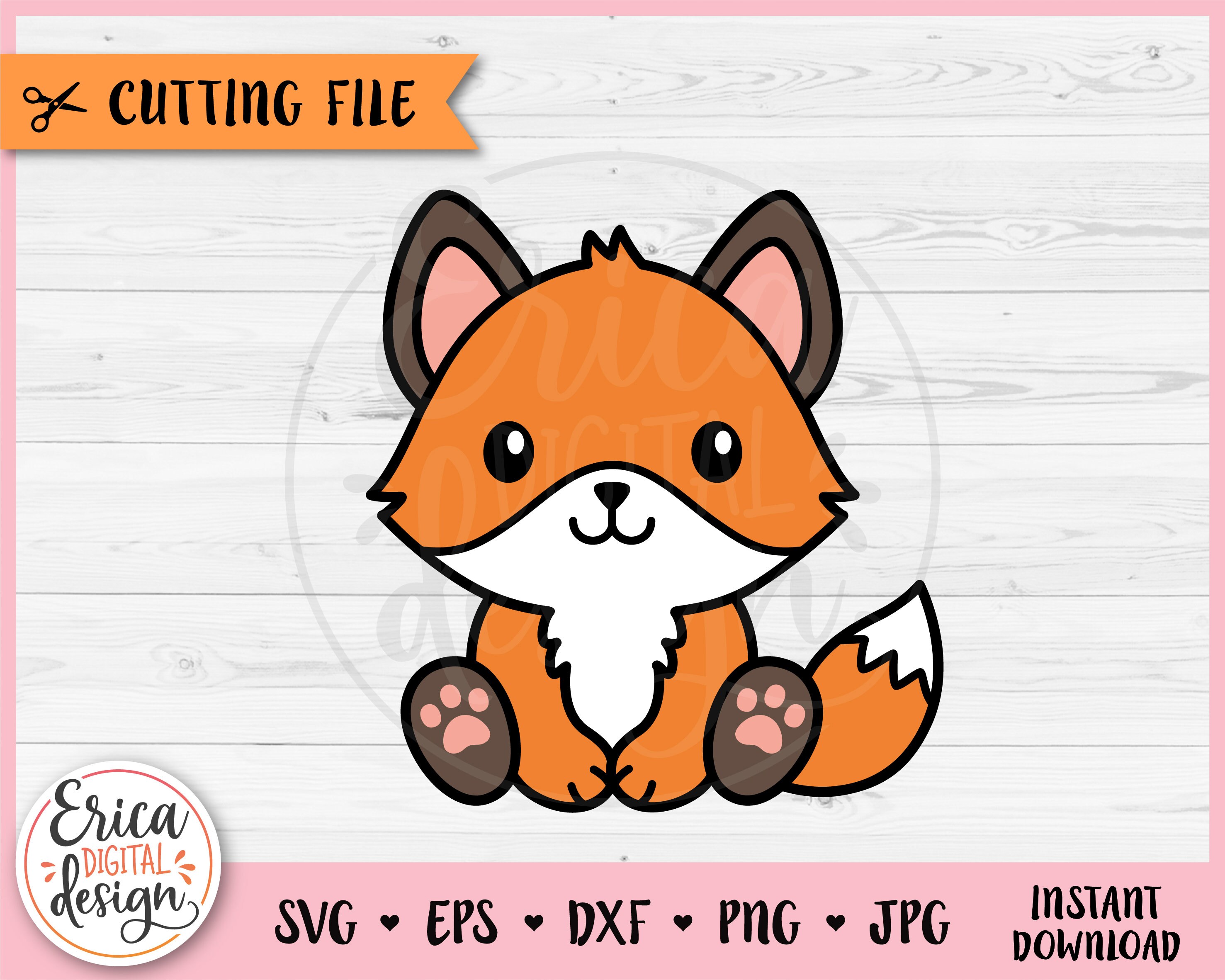 Cute Fox Layered SVG cut file for Cricut Silhouette Baby Fox Clipart PNG Forest Woodland Animal Toddler Shirt Baby Shower Bodysuit Vinyl