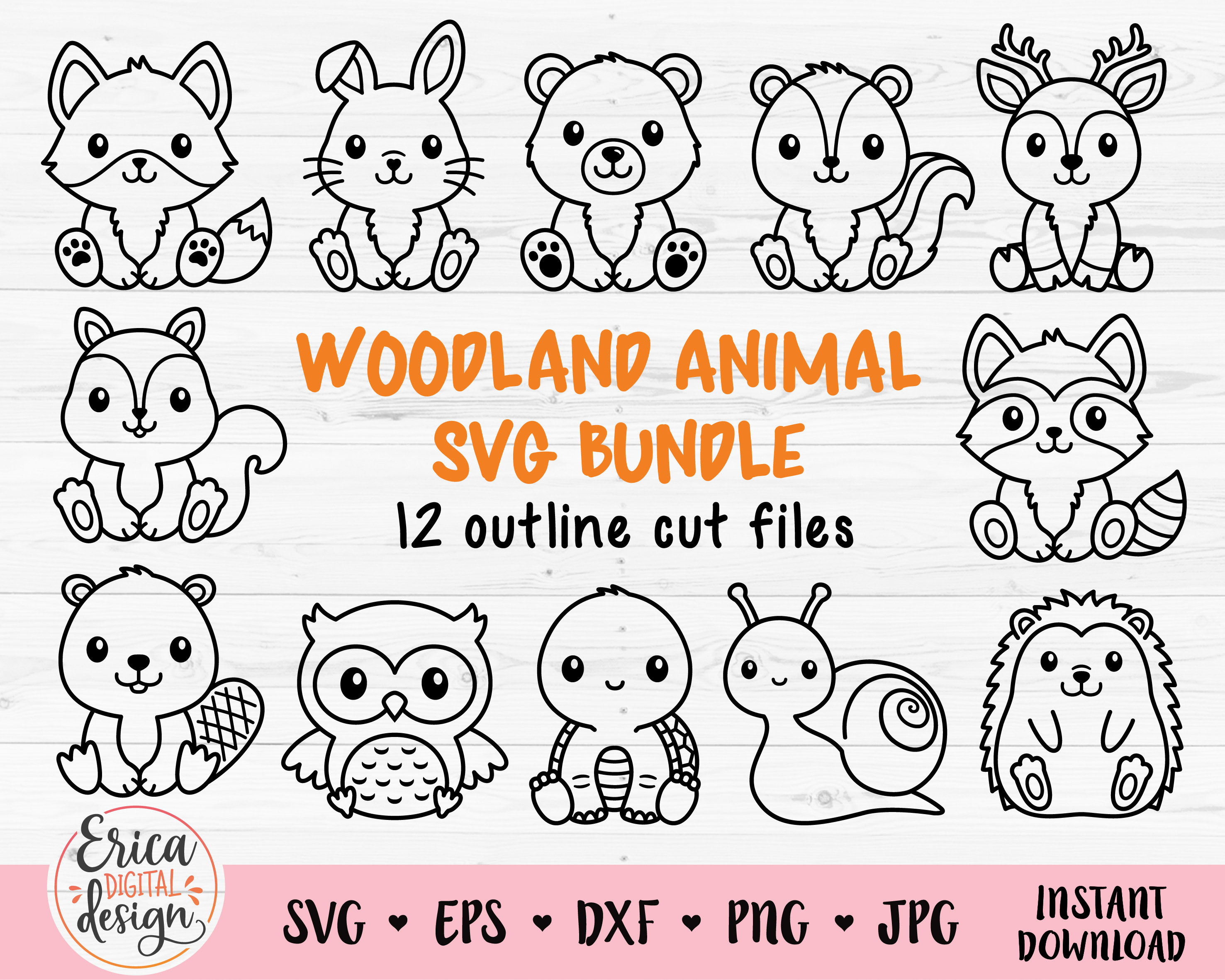 Woodland Animals Outline SVG Cut File Cricut Silhouette Forest - Etsy India