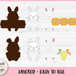 Easter Bunny SVG Bundle Cute Rabbit Easter Eggs Layered Cut File for ...