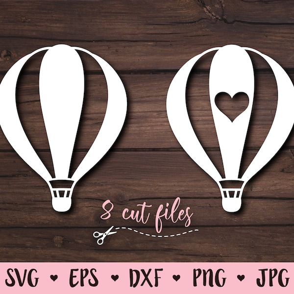 Hot air Balloon SVG Bundle Air balloons svg cutting file Party decor Adventure Travel love Wanderlust Freedom Silhouette Cricut Vinyl Decal