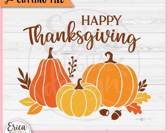 Happy Thanksgiving layered SVG cut file Cricut Silhouette Harvest Pumpkins Fall Season Autumn Quote Thanksgiving Clipart Farmhouse Kids Fall