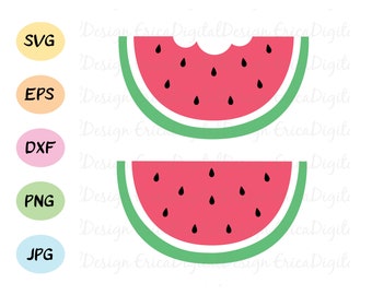 Wassermelone SVG geschnitten Datei Kawaii Frucht Vektor Bitten Wassermelone Sommer schneiden Datei EPS DXF Silhouette Cameo Curio Cricut Vinyl Eisen auf Shirt
