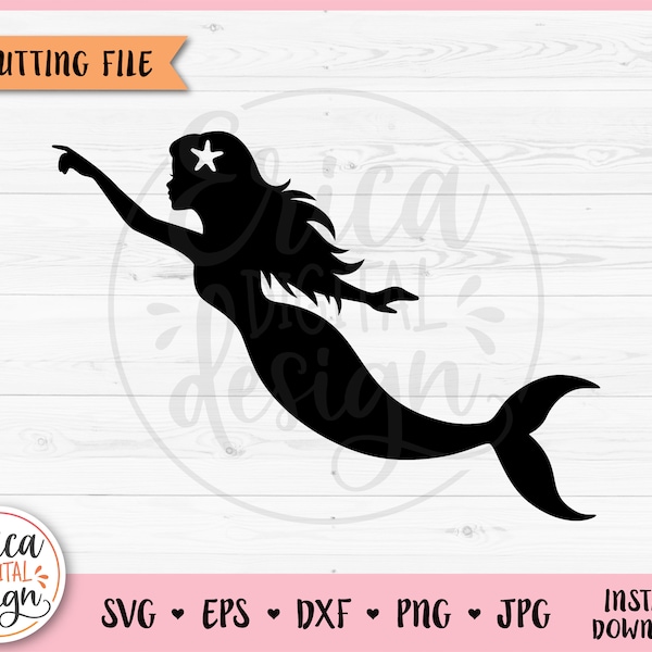 Mermaid SVG cut file for Cricut Silhouette Cute Mermaid Sea Ocean Beach Summer Girl Shirt Princess Kids Iron on Vinyl Laser Engraving