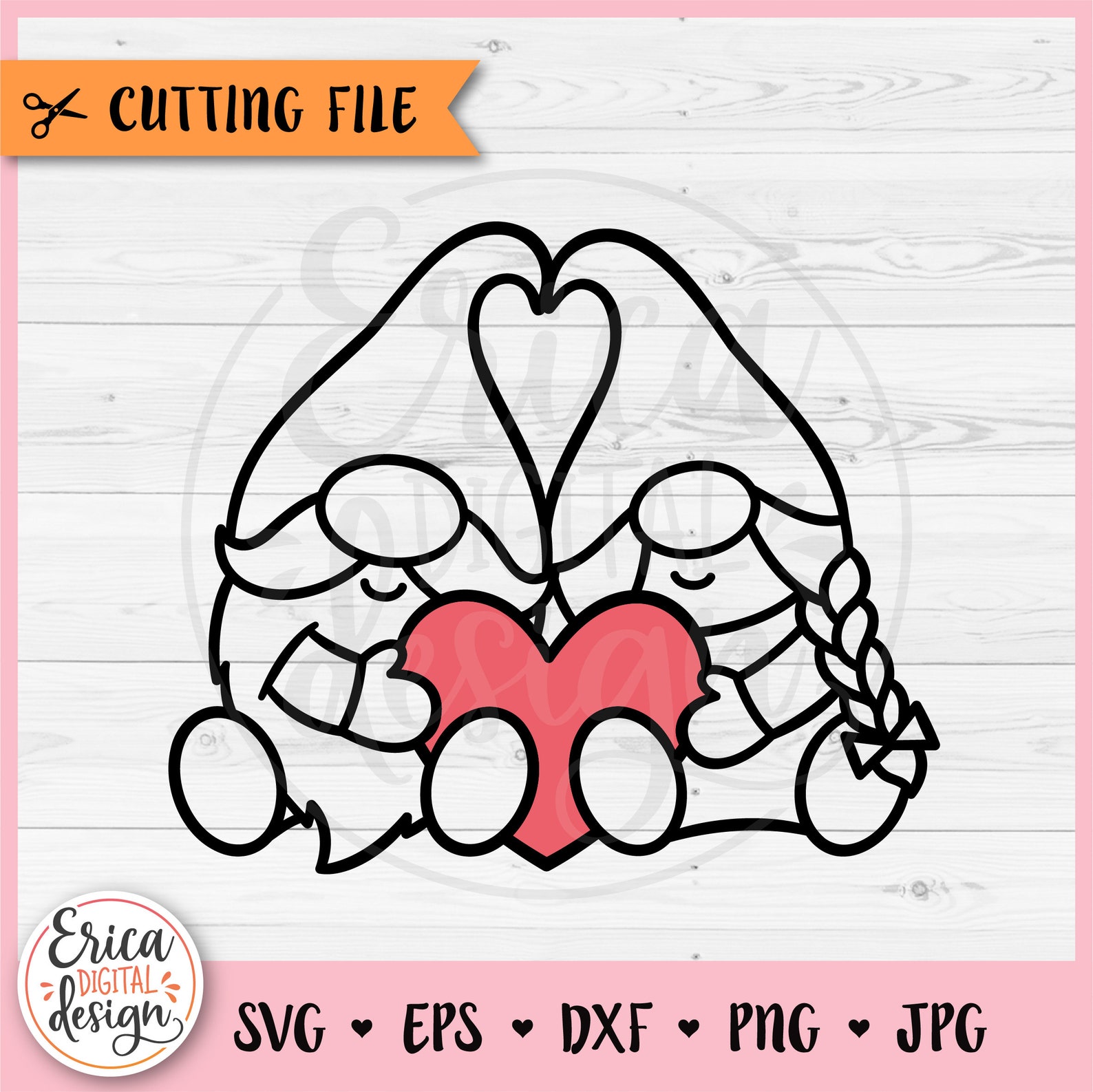 Love Gnomes SVG Cute Valentine Gnome Cut File for Cricut Silhouette ...