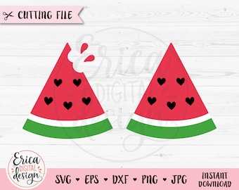 Watermelon SVG Watermelon Slice Hearts cut file Cute fruit Bitten Watermelon Summer cutting file Silhouette Cameo Cricut Vinyl Iron on shirt