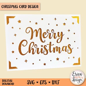Cartão de Natal SVG Feliz Natal arquivo de corte Cricut Silhouette Boas Festas Saudação Inserir Cartão Natal Faça Você Mesmo Cartão de Natal Papercraft