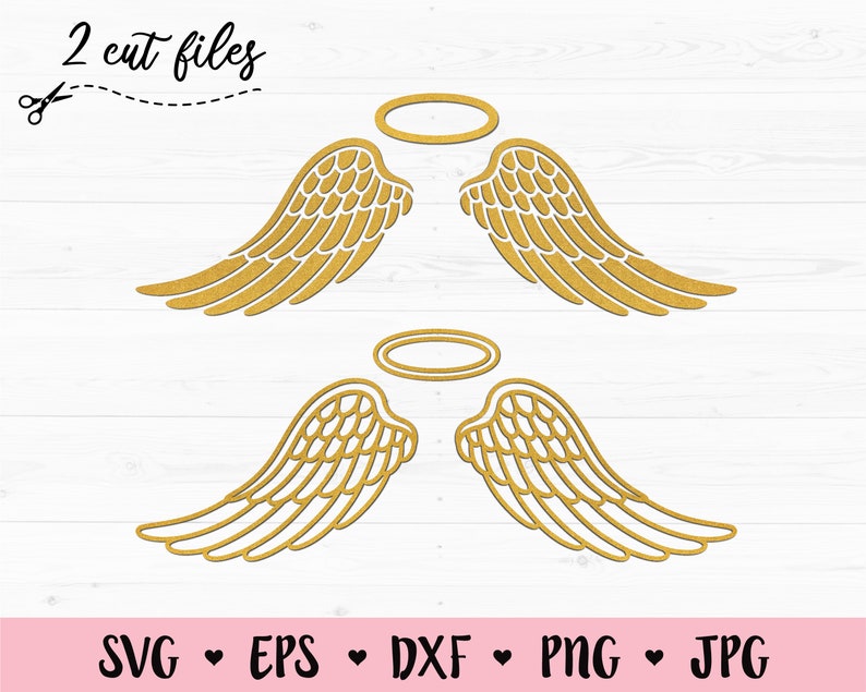 Wings SVG Angel Wings cutting file Halo cut file Wings outline | Etsy
