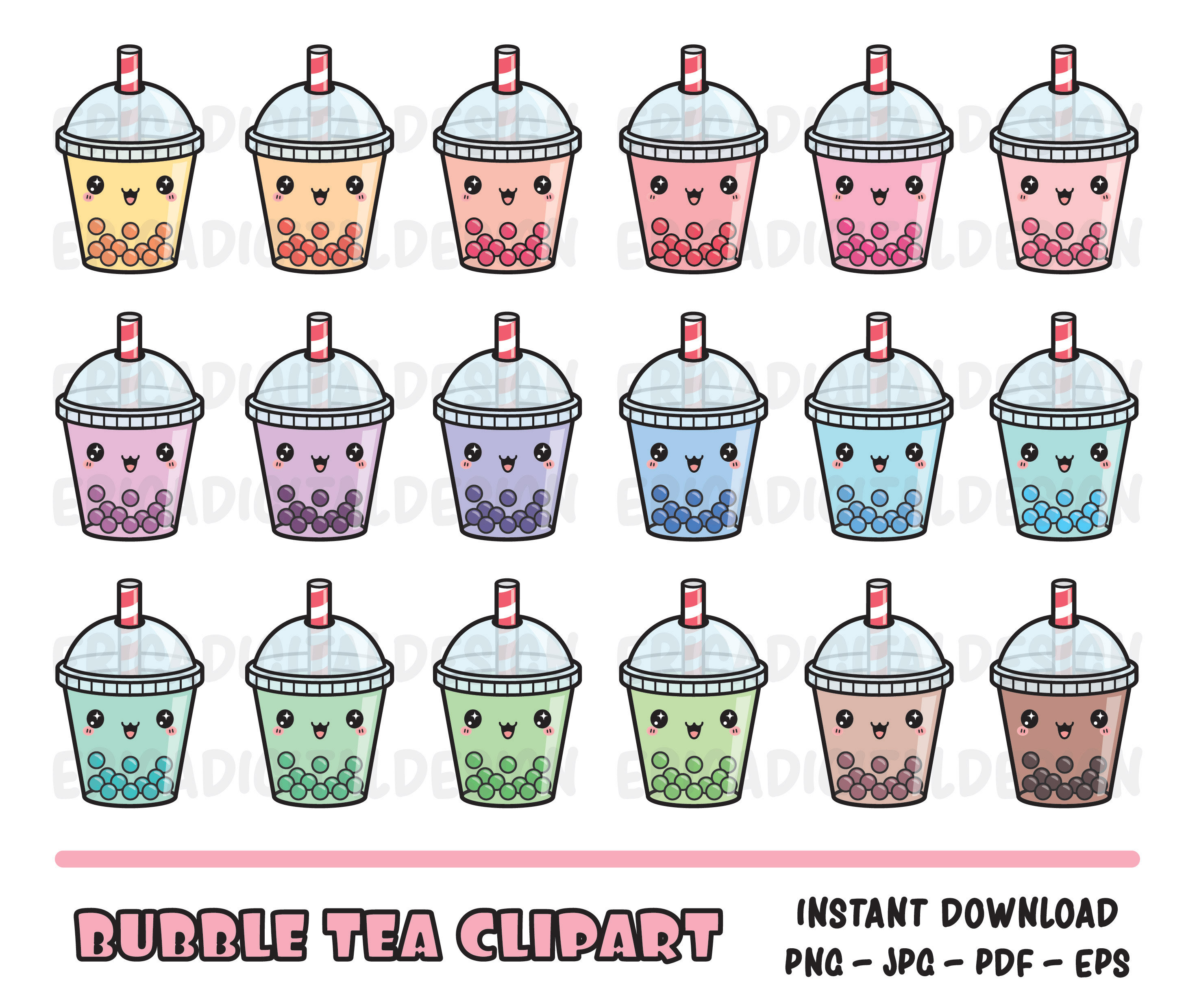 Dessin Bubble Tea Kawaii A Imprimer Bubble tea kawaii clipart set Cute Bubble tea clip art Boba - Etsy France