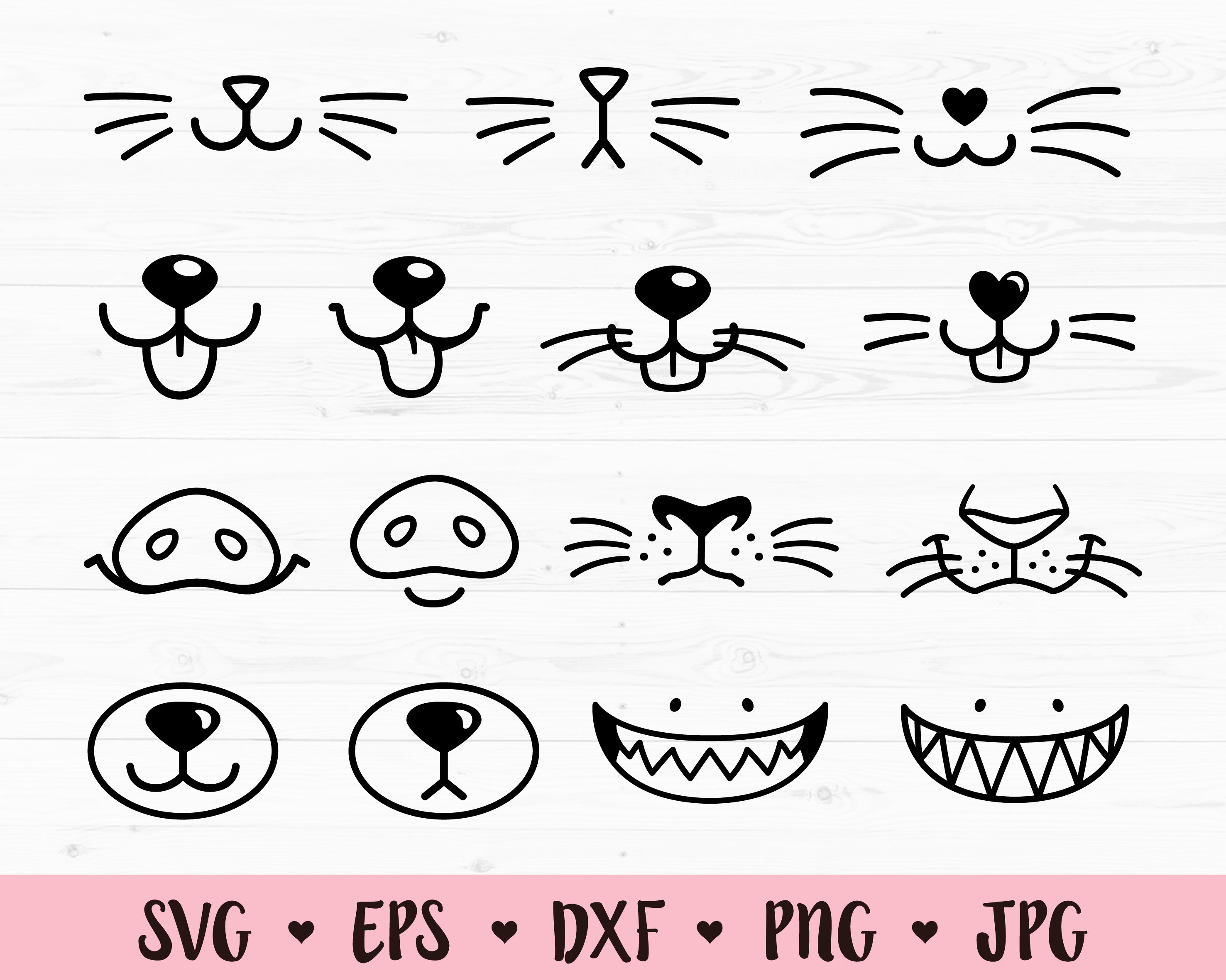 Animal Face Mask SVG Bundle Funny Cute Animals Cat Whiskers Etsy UK