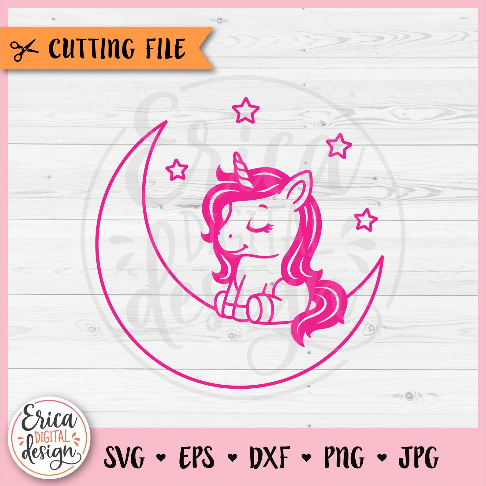 Baby Unicorn SVG Cute Unicorn Moon Cut File for Cricut Silhouette ...