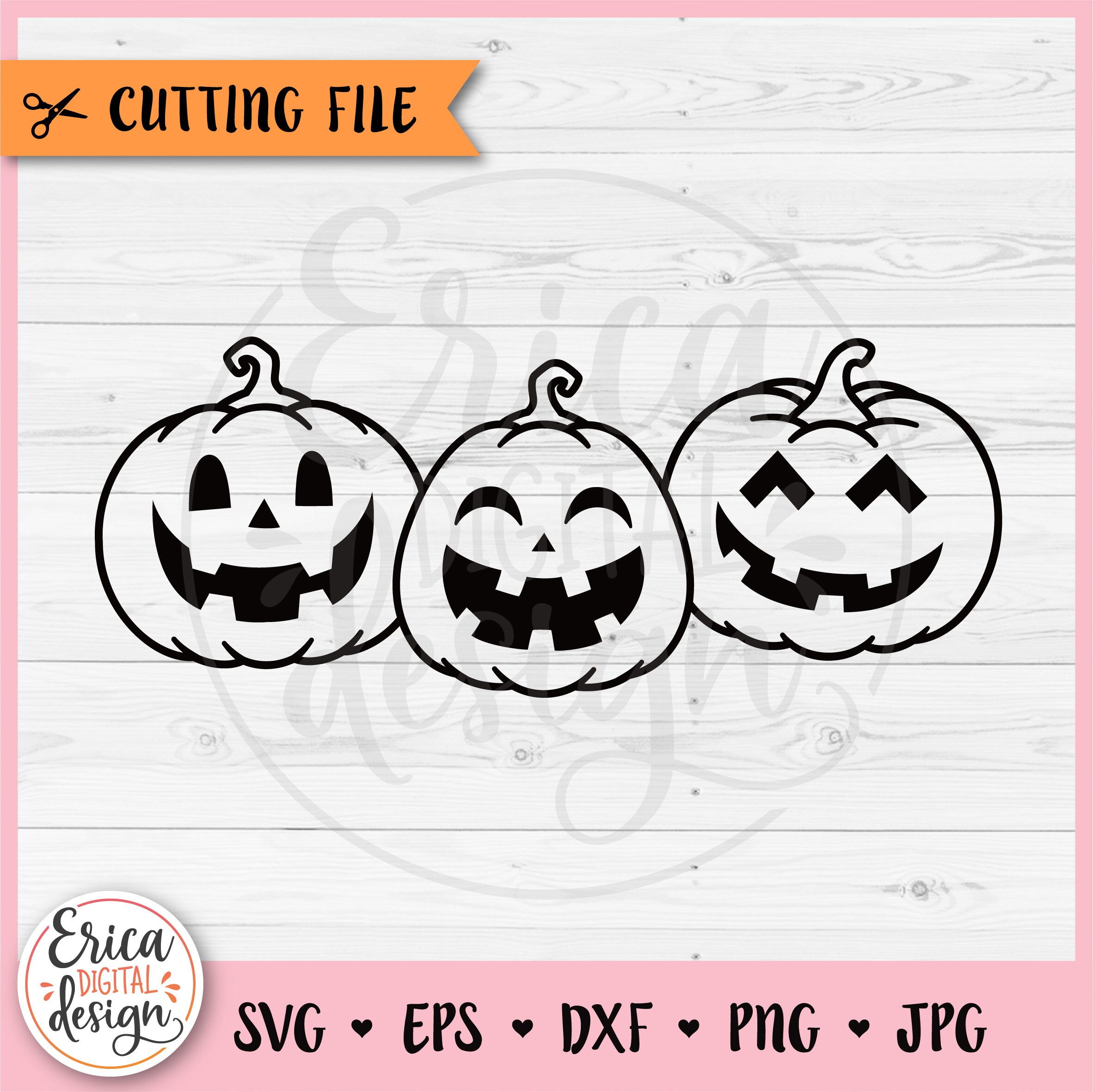 Cricut Cut Vinyl Sticker Halloween Pumpkins - Handmade in the