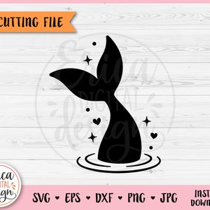 Queue de sirène SVG coupe fichier pour Cricut Silhouette mignon queue de sirène mer plage été fille chemise princesse enfants fer sur vinyle gravure au Laser