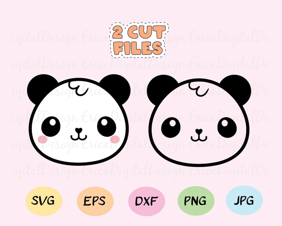 Cute Baby Panda Face SVG Kawaii Panda Head Cut File Funny Cartoon